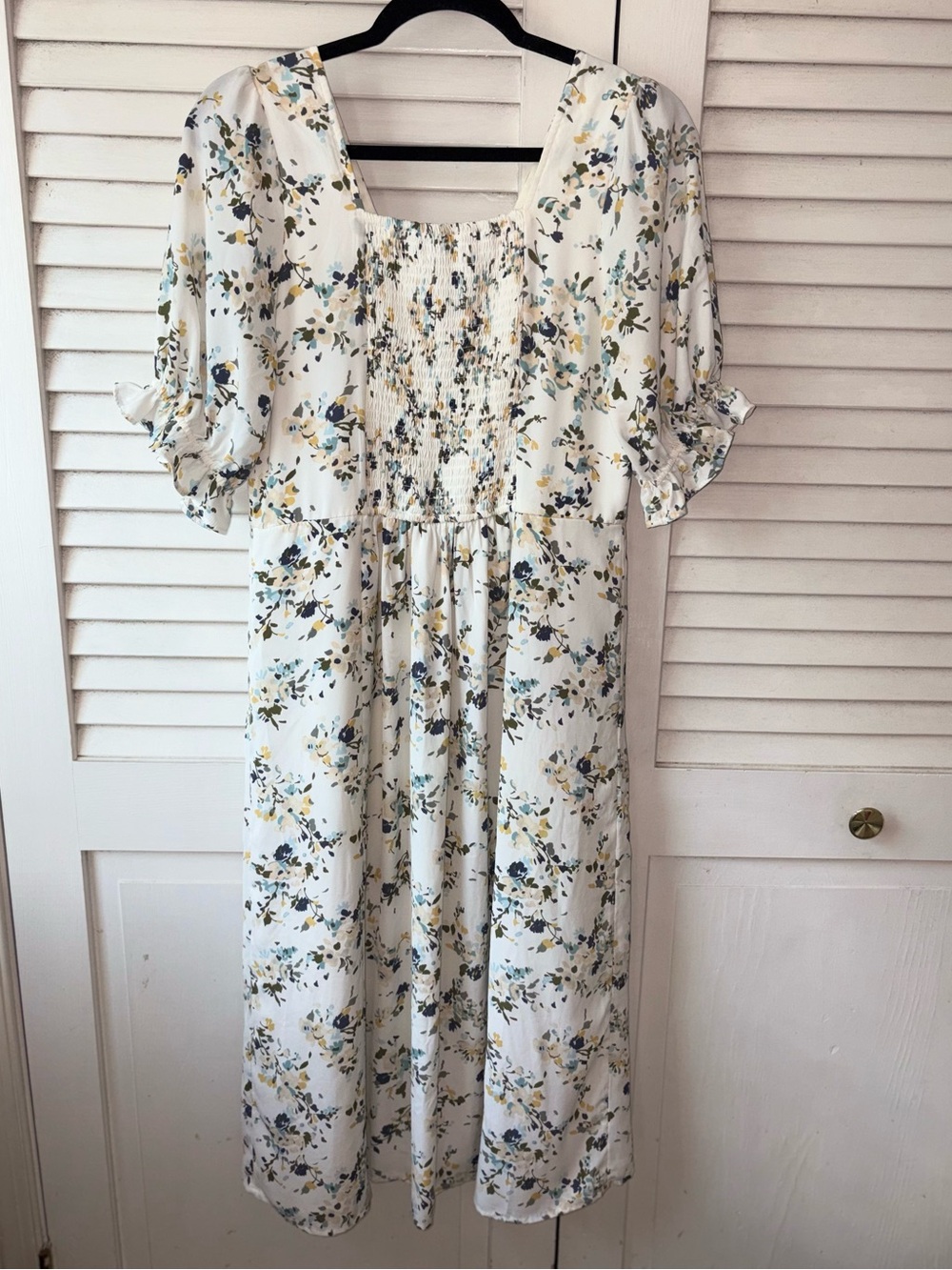Abercrombie & Fitch Floral Milkmaid Midi Dress Smocked Puff Sleeve M - Picture 5 of 7